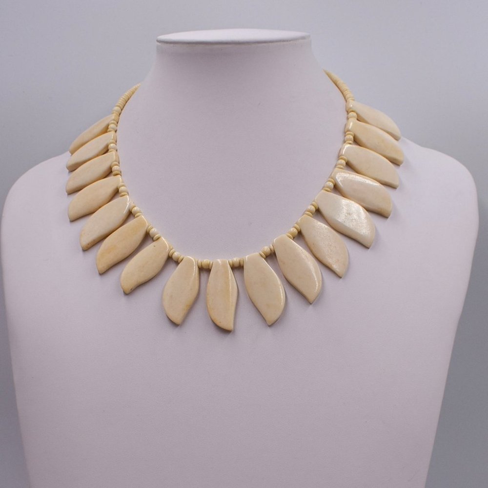 Faux Ivory Leaf Necklace